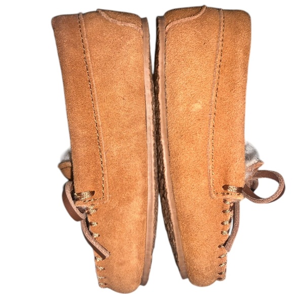 NWOB J Crew Crewcuts Kids Sherpa Lodge Slippers Moccasins Melted Caramel Tan - Picture 5 of 6
